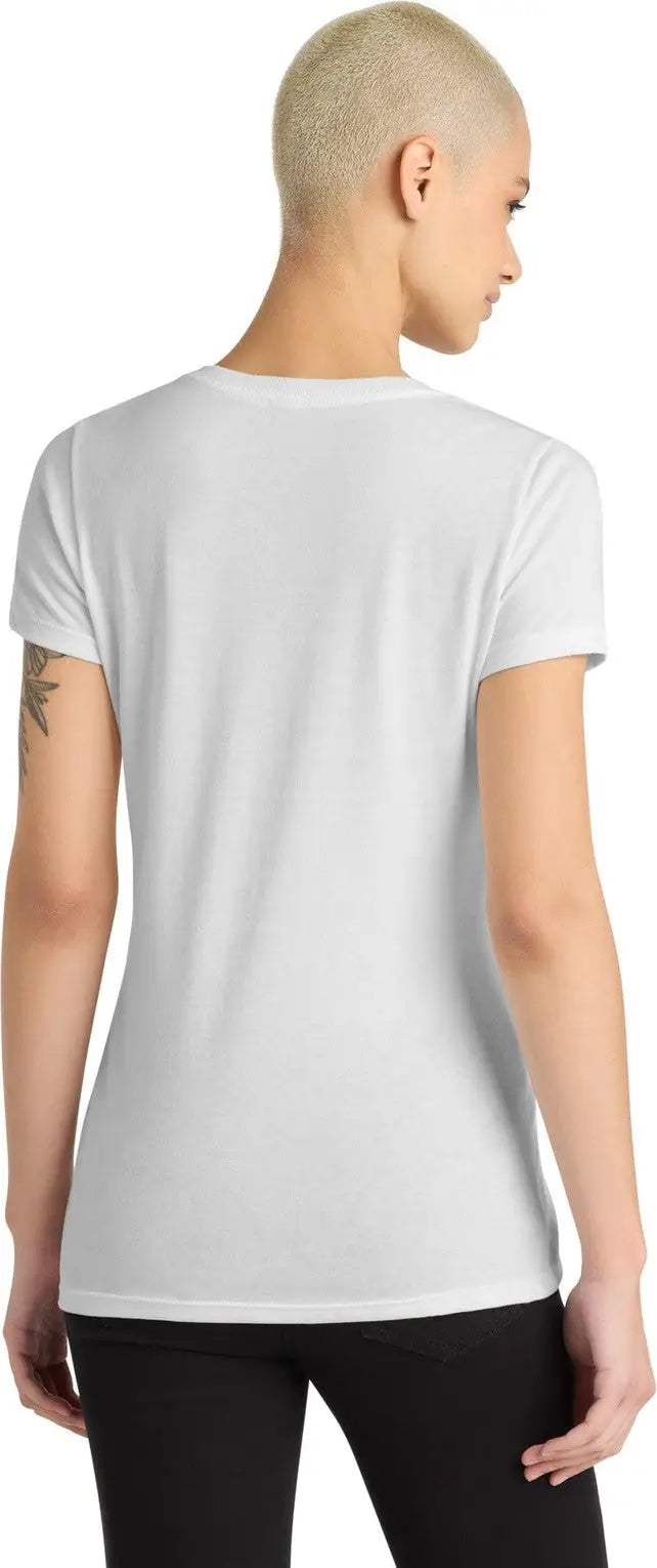 District Dm1190l Women’s Perfect Blend Cvc V-neck Tee - White