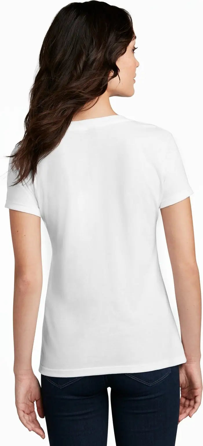 District Dm1190l Women’s Perfect Blend Cvc V-neck Tee - White
