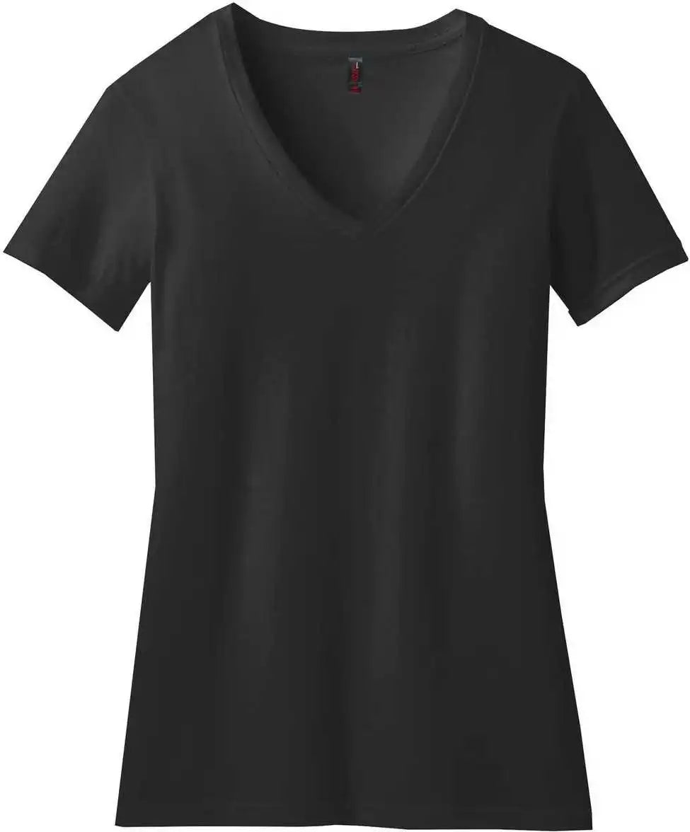 District Dm1190l Women’s Perfect Blend v Neck Tee Black