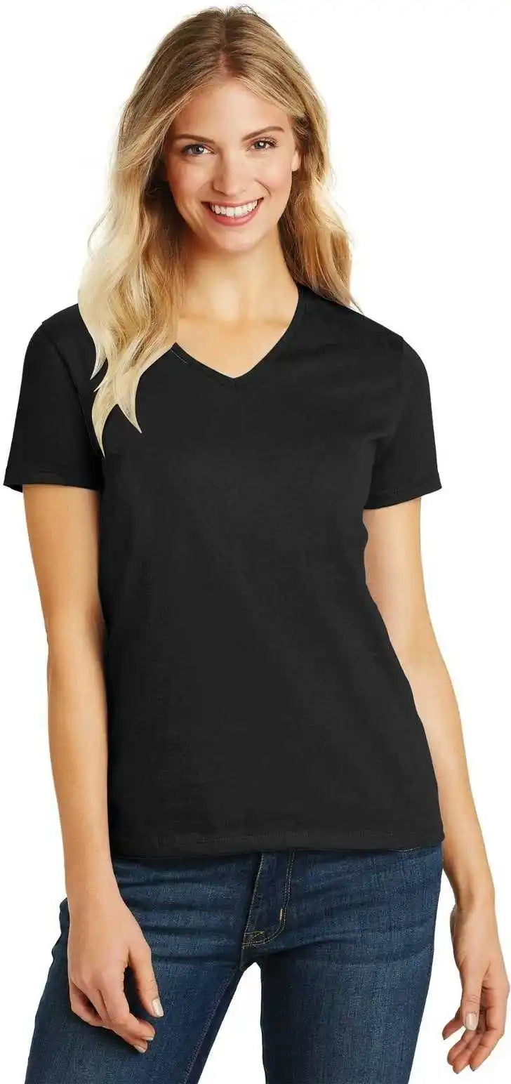 District Dm1190l Women’s Perfect Blend v Neck Tee Black