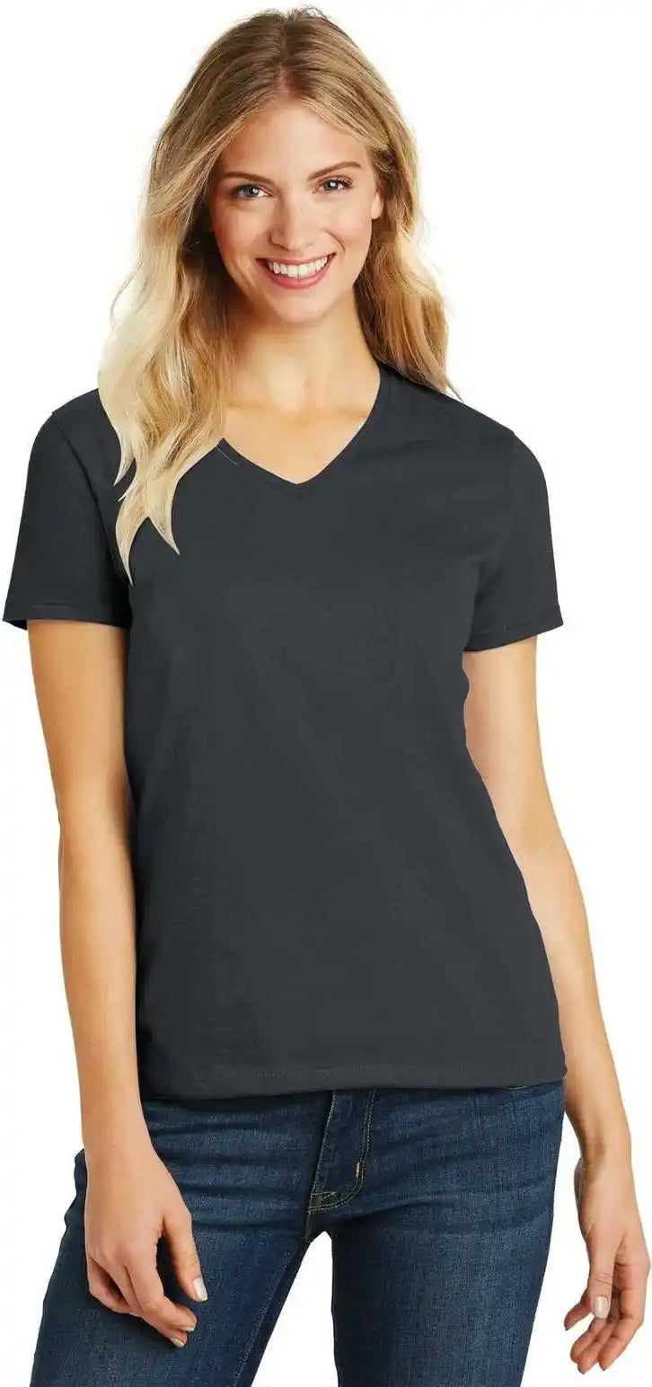 District Dm1190l Women’s Perfect Blend v Neck Tee Charcoal