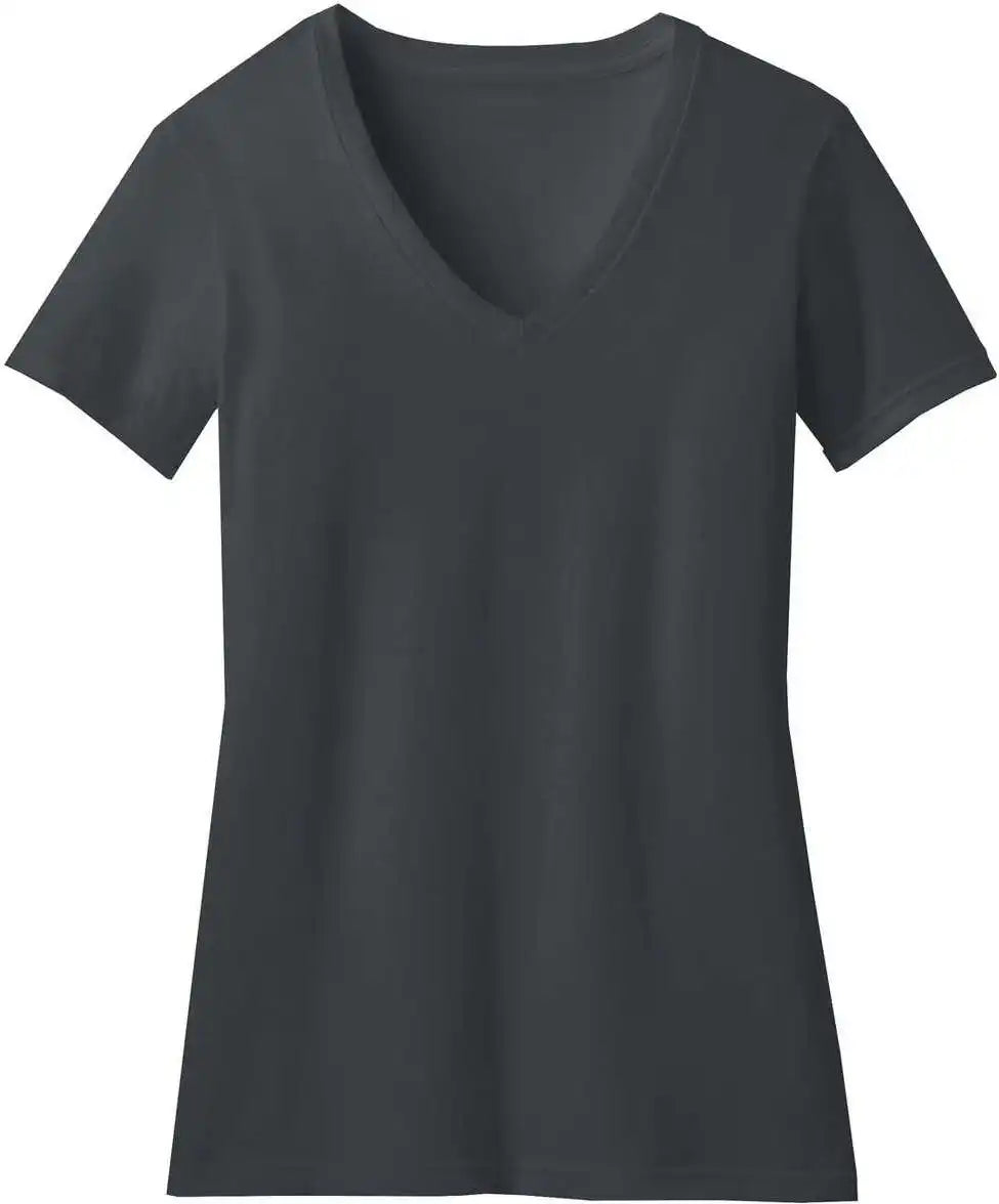 District Dm1190l Women’s Perfect Blend v Neck Tee Charcoal