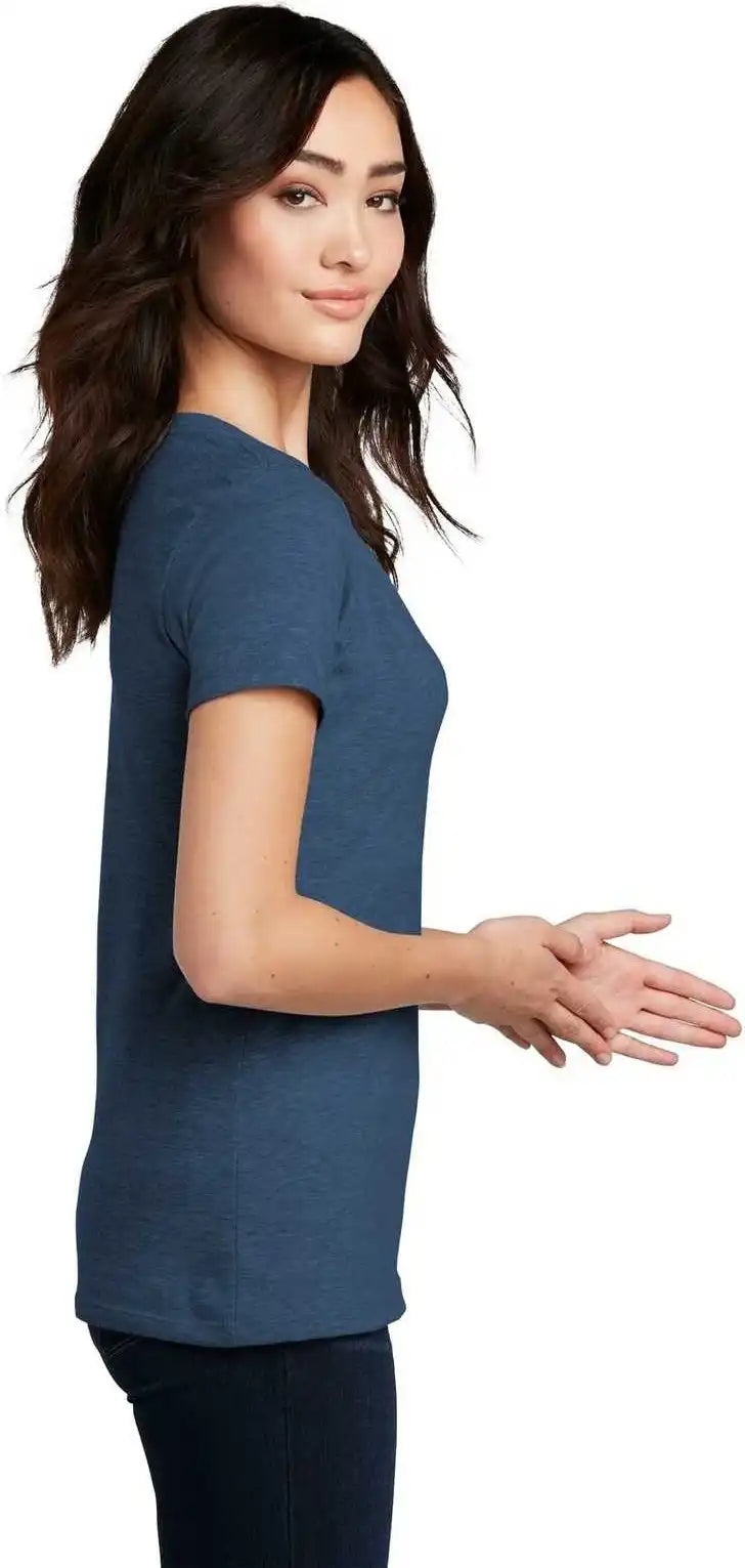 District Dm1190l Women’s Perfect Blend v Neck Tee Deep Royal Fleck