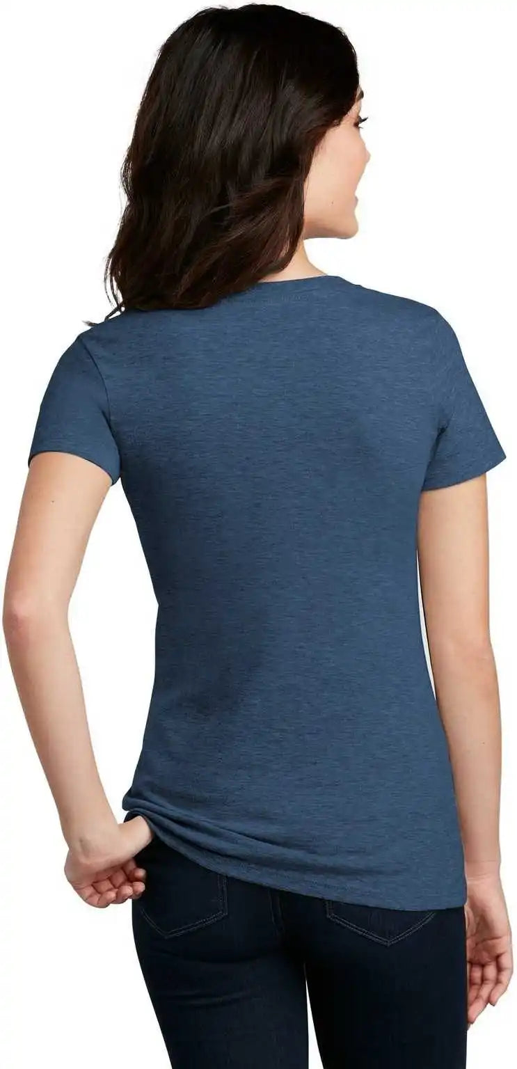 District Dm1190l Women’s Perfect Blend v Neck Tee Deep Royal Fleck