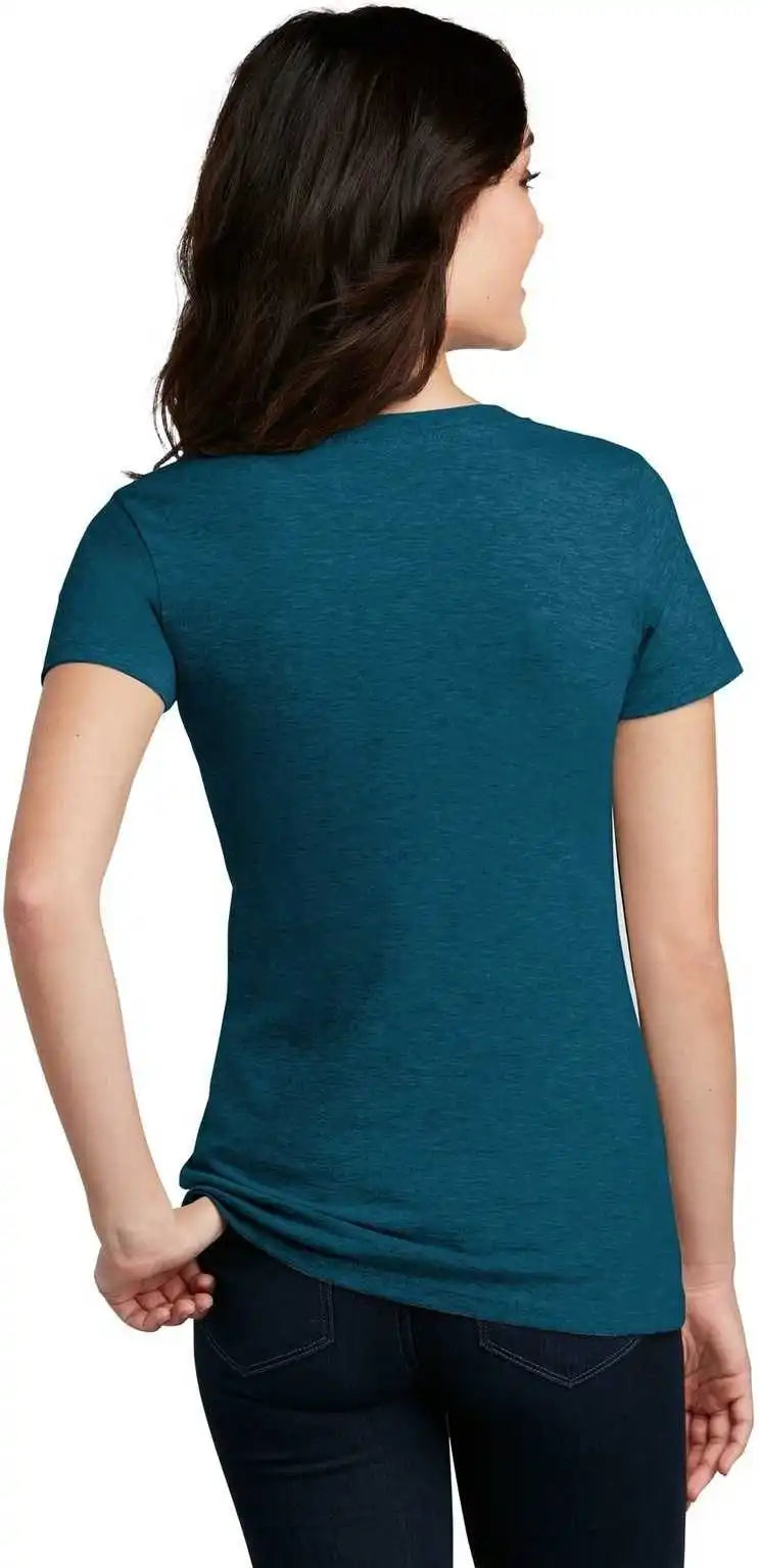District Dm1190l Women’s Perfect Blend V-neck Tee - Deep Turquoise Fleck