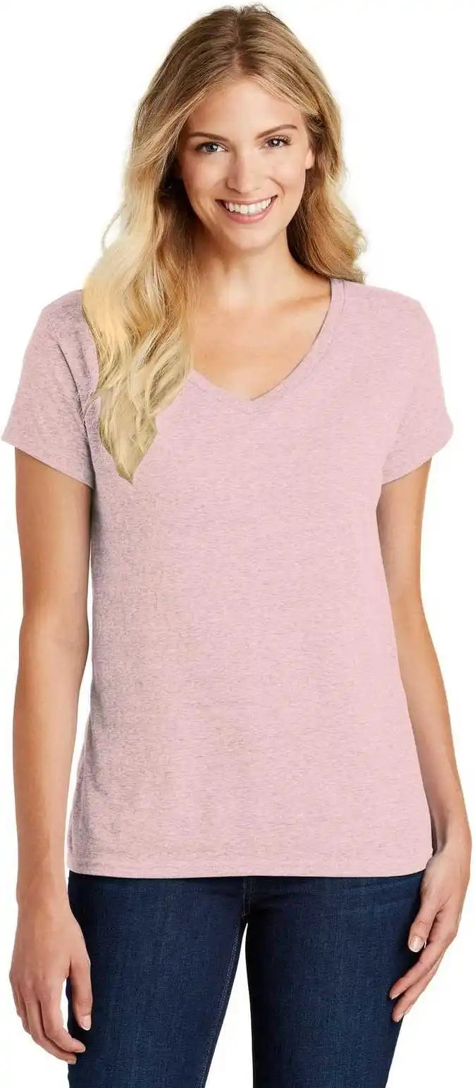 District Dm1190l Women’s Perfect Blend v Neck Tee Heathered Lavender