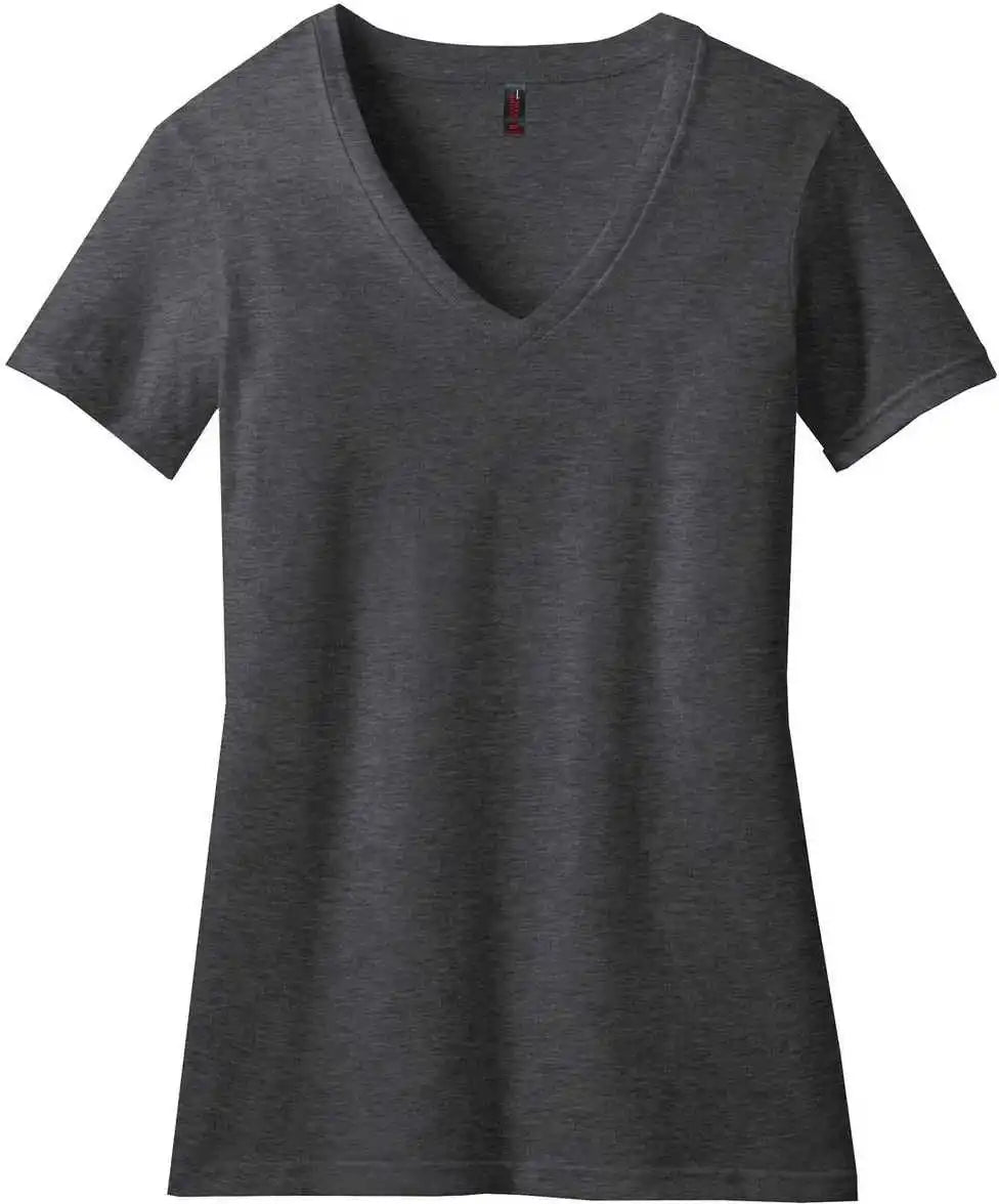 District Dm1190l Women’s Perfect Blend v Neck Tee Heathered Charcoal