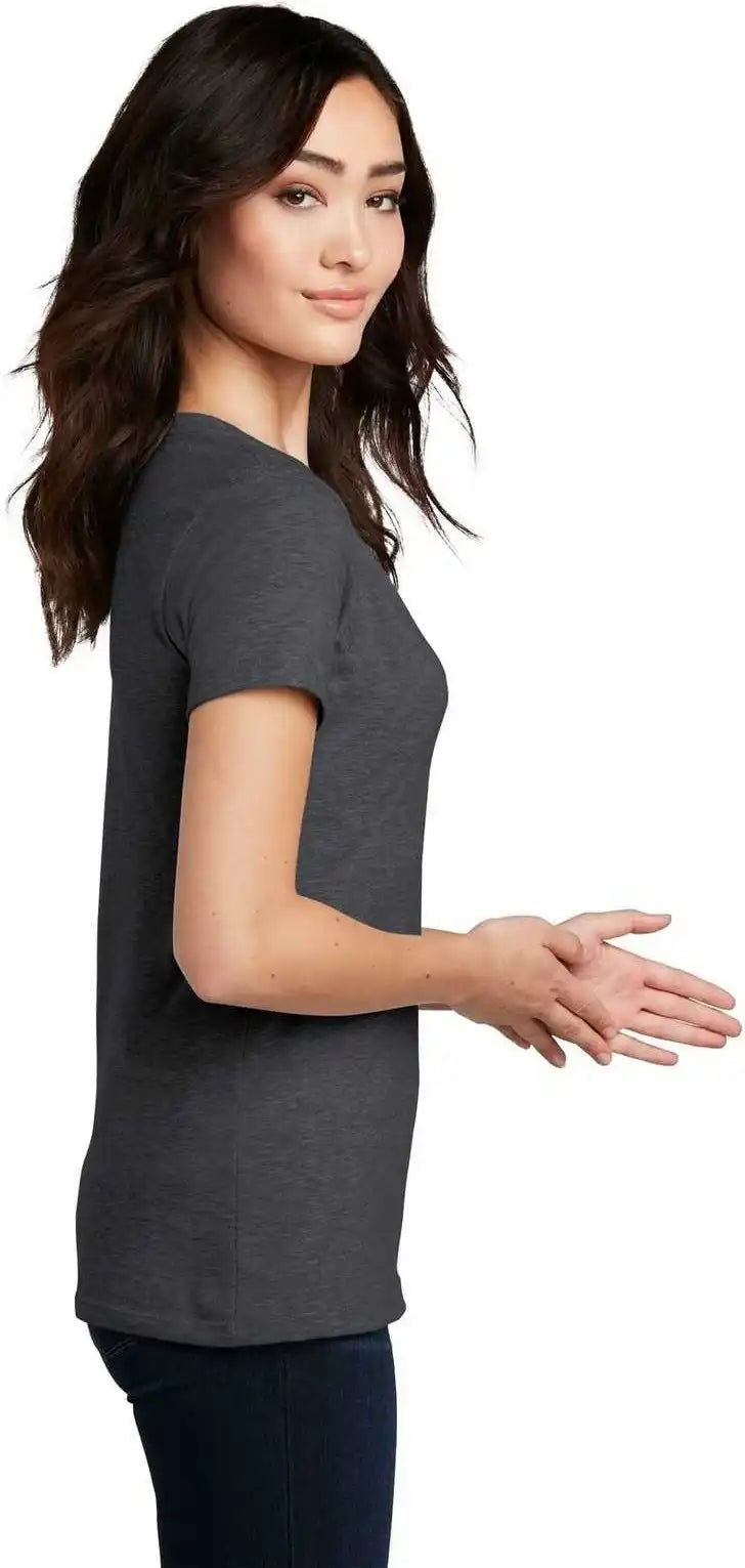 District Dm1190l Women’s Perfect Blend v Neck Tee Heathered Charcoal