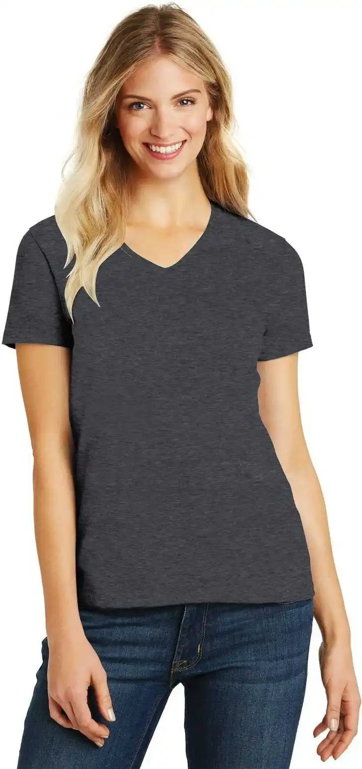 District Dm1190l Women’s Perfect Blend v Neck Tee Heathered Charcoal