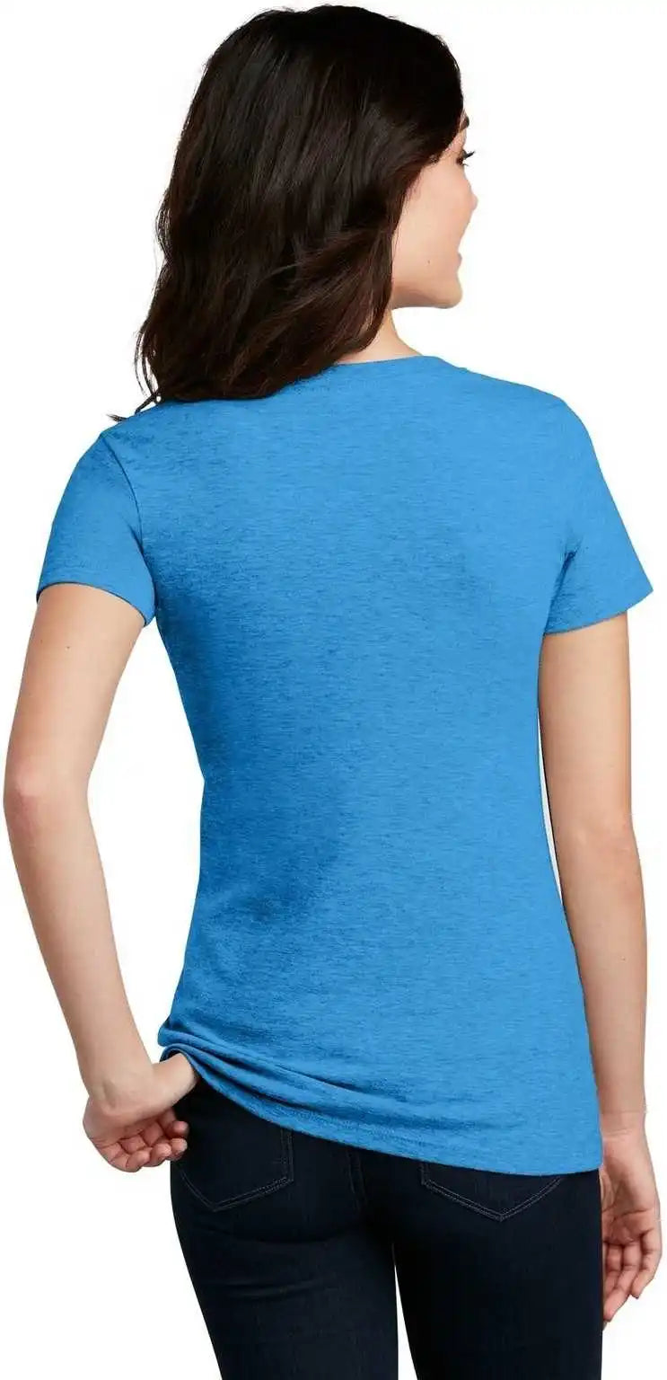District Dm1190l Women’s Perfect Blend V-neck Tee - Heathered Bright Turquoise