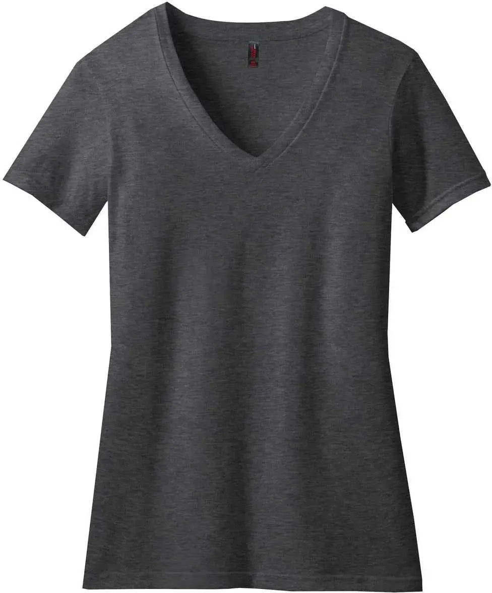 District Dm1190l Women’s Perfect Blend V-neck Tee - Heathered Charcoal