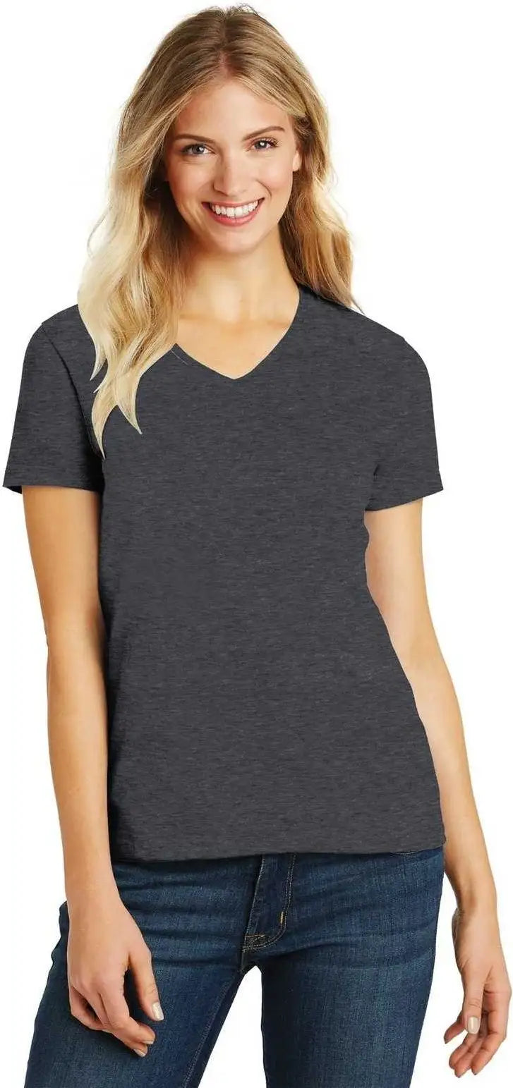 District Dm1190l Women’s Perfect Blend V-neck Tee - Heathered Charcoal