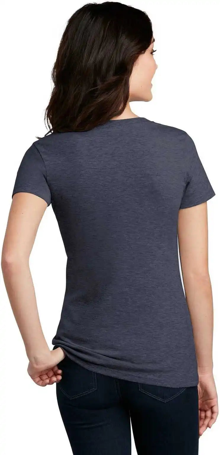 District Dm1190l Women’s Perfect Blend V-neck Tee - Heathered Navy