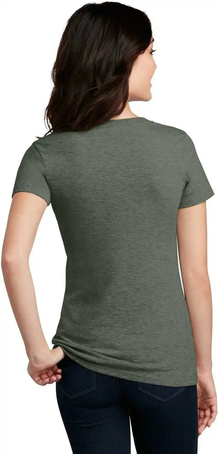 District Dm1190l Women’s Perfect Blend v Neck Tee Heathered Olive