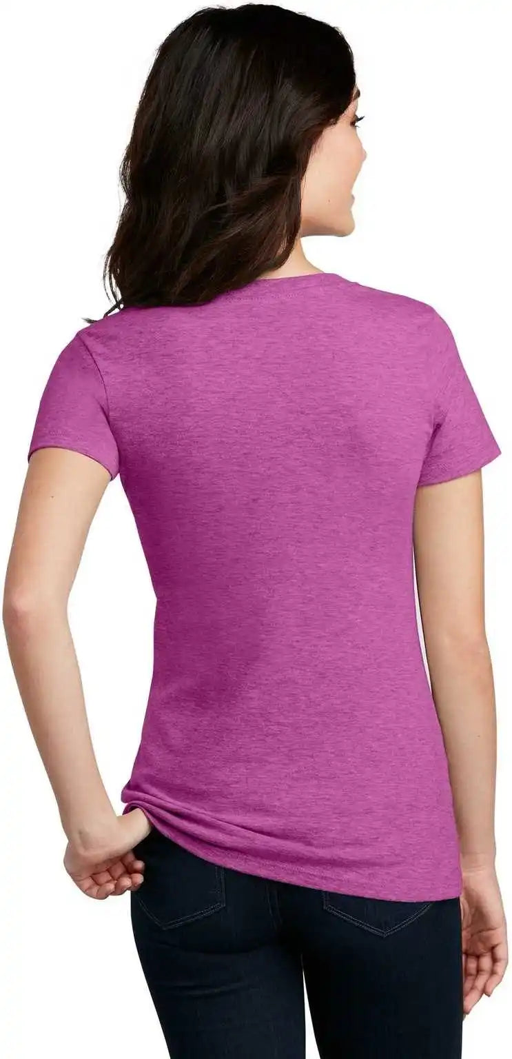 District Dm1190l Women’s Perfect Blend v Neck Tee Heathered Pink Raspberry