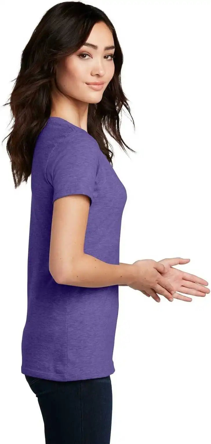District Dm1190l Women’s Perfect Blend v Neck Tee Heathered Purple