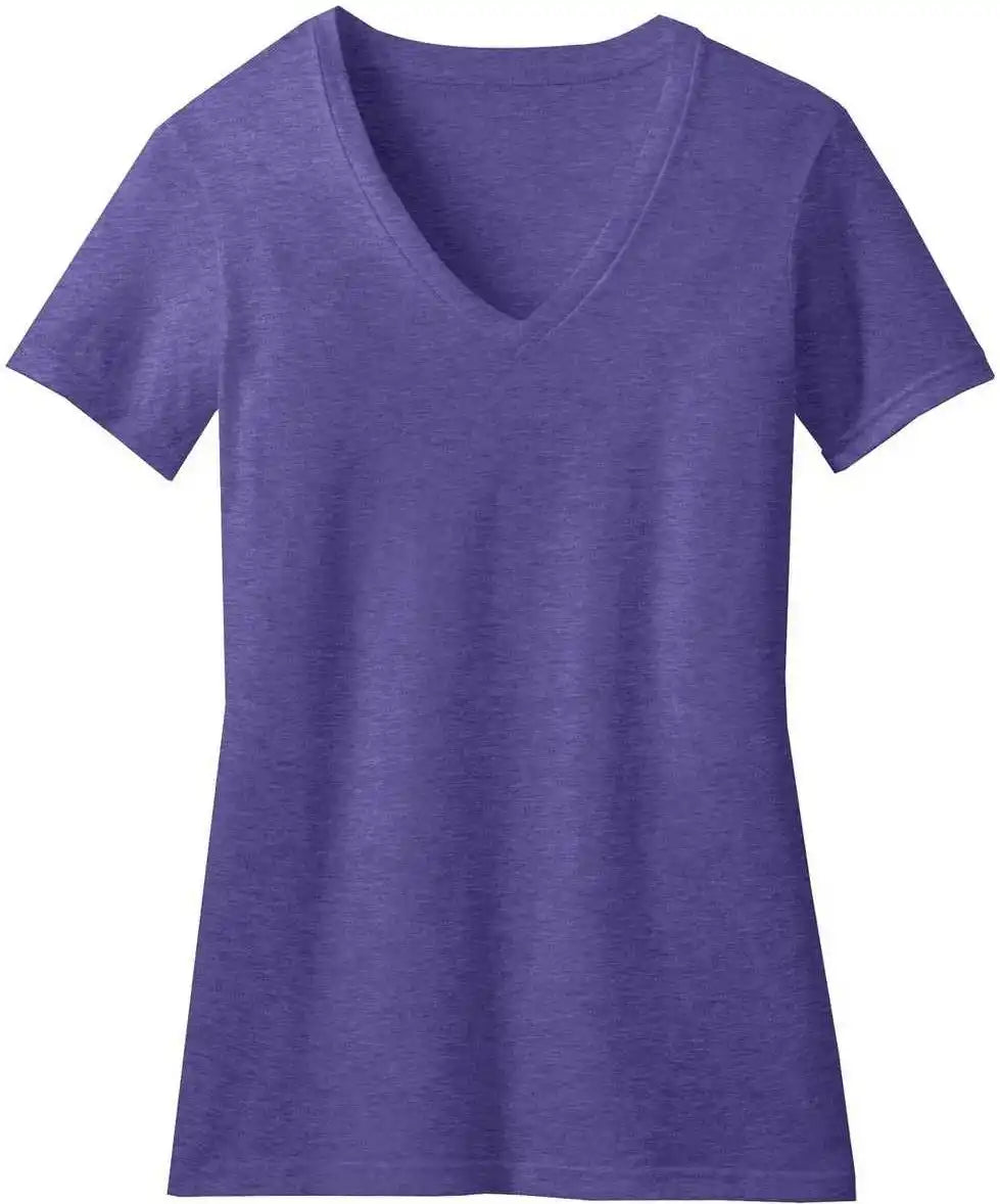 District Dm1190l Women’s Perfect Blend v Neck Tee Heathered Purple