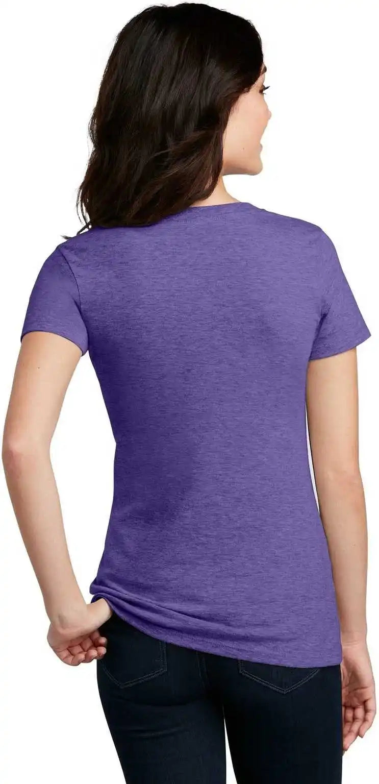 District Dm1190l Women’s Perfect Blend v Neck Tee Heathered Purple