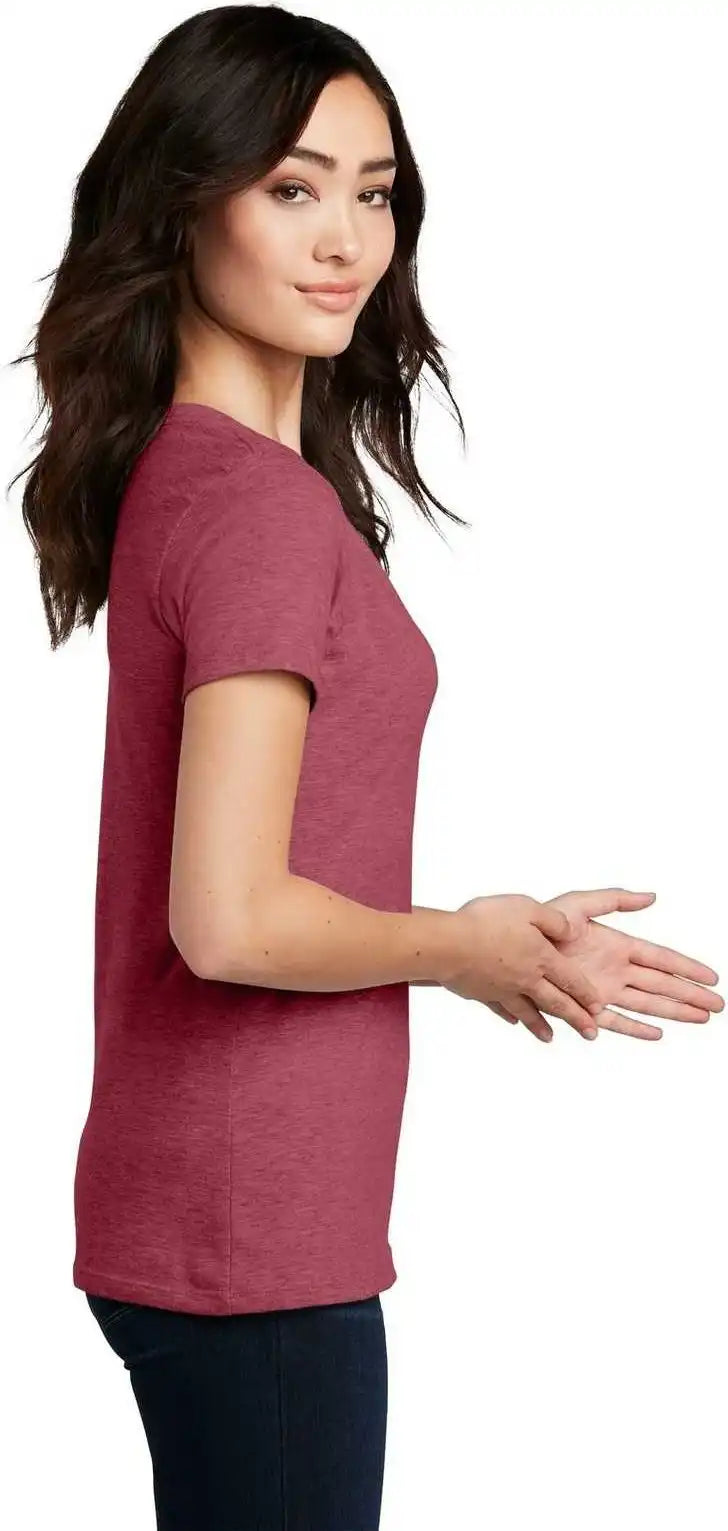 District Dm1190l Women’s Perfect Blend v Neck Tee Heathered Red