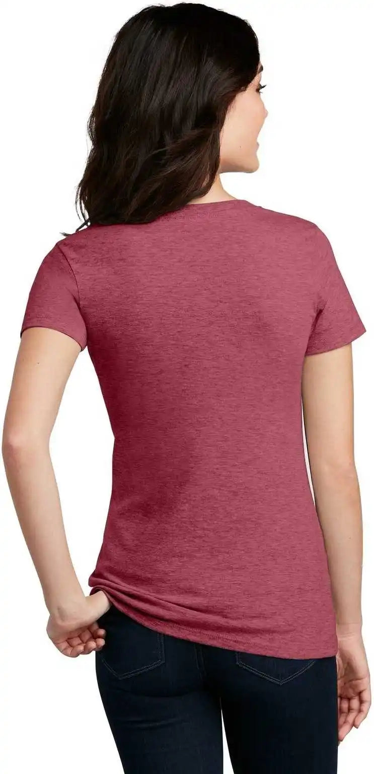 District Dm1190l Women’s Perfect Blend v Neck Tee Heathered Red