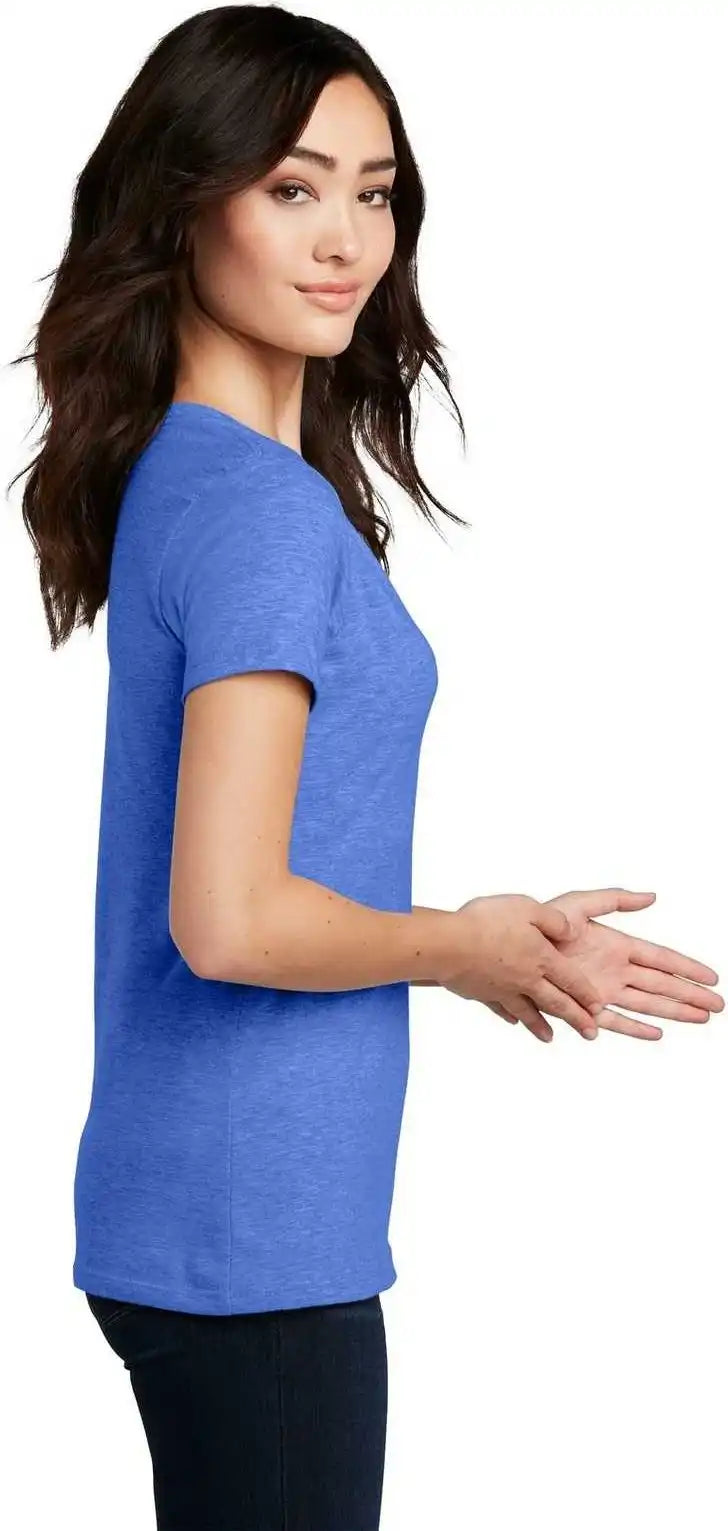 District Dm1190l Women’s Perfect Blend v Neck Tee Heathered Royal