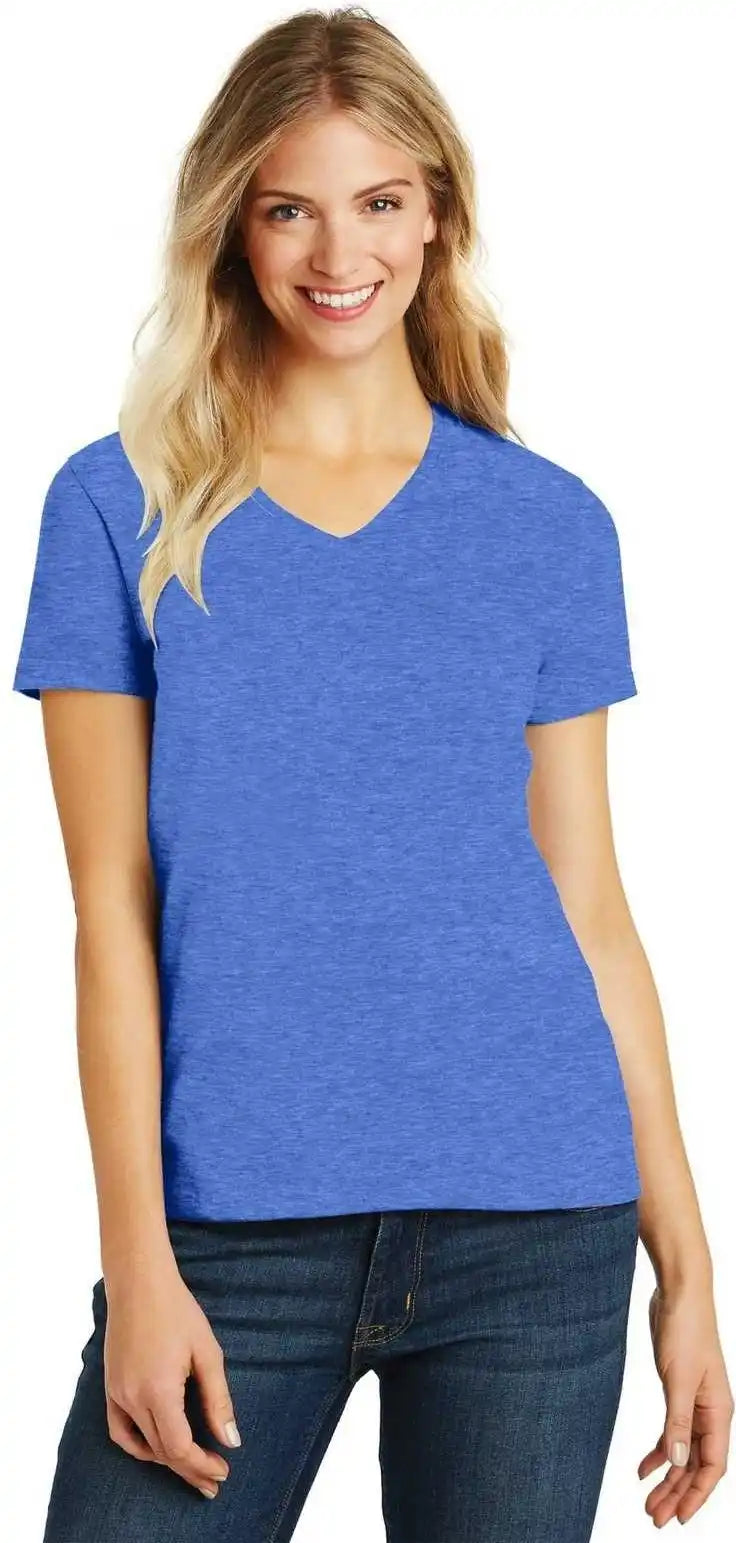 District Dm1190l Women’s Perfect Blend V-neck Tee - Heathered Royal