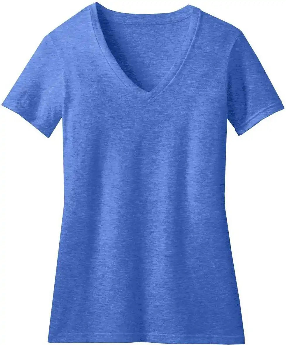 District Dm1190l Women’s Perfect Blend v Neck Tee Heathered Royal