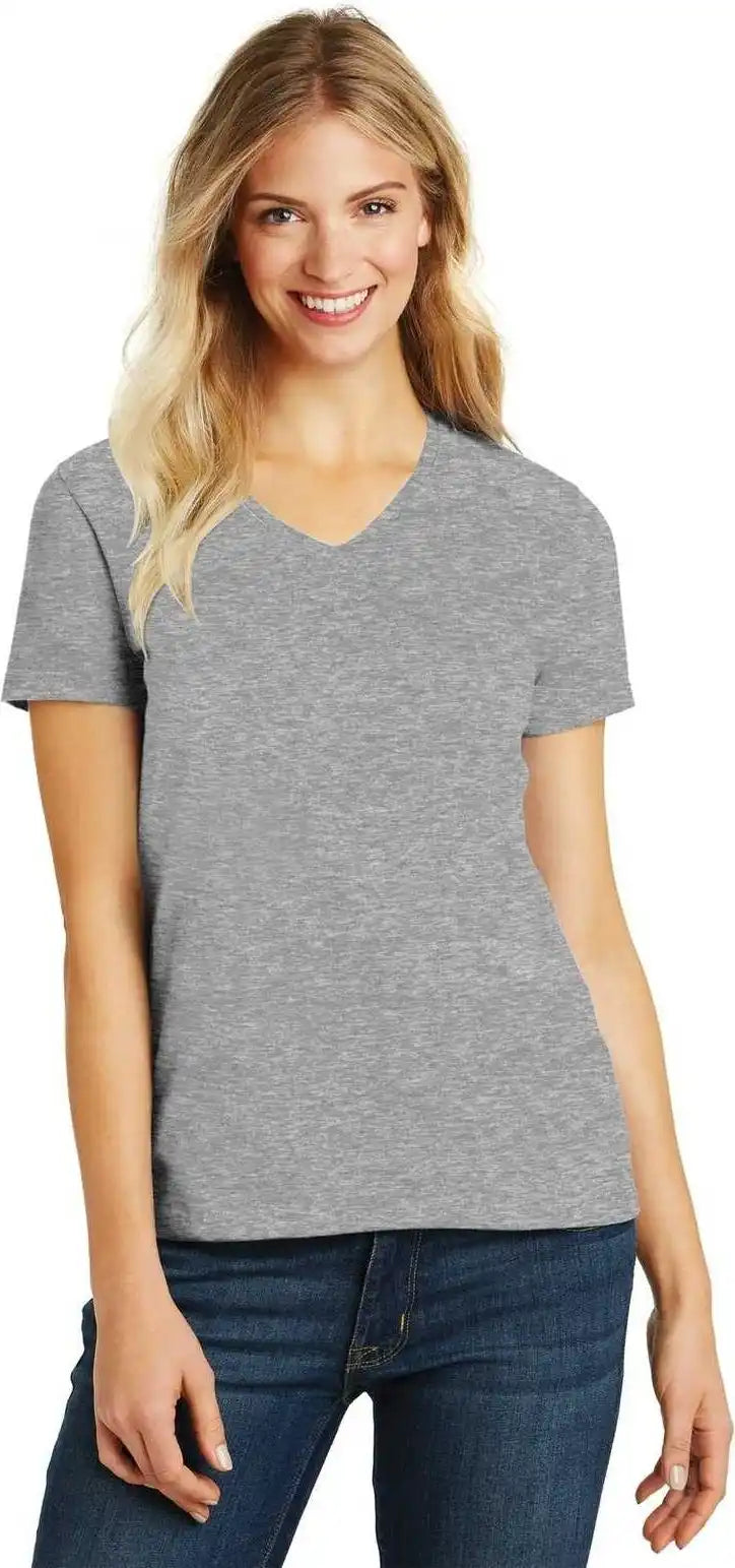 District Dm1190l Women’s Perfect Blend V-neck Tee - Light Heather Gray