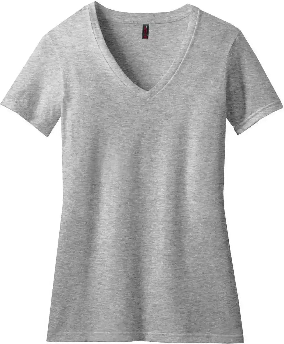 District Dm1190l Women’s Perfect Blend v Neck Tee Light Heather Gray