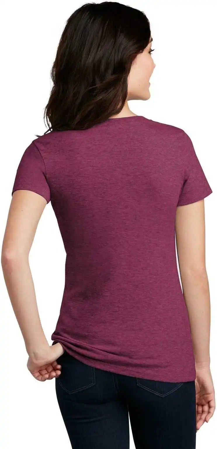 District Dm1190l Women’s Perfect Blend v Neck Tee Raspberry Fleck