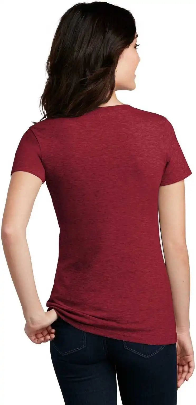 District Dm1190l Women’s Perfect Blend v Neck Tee Red Fleck