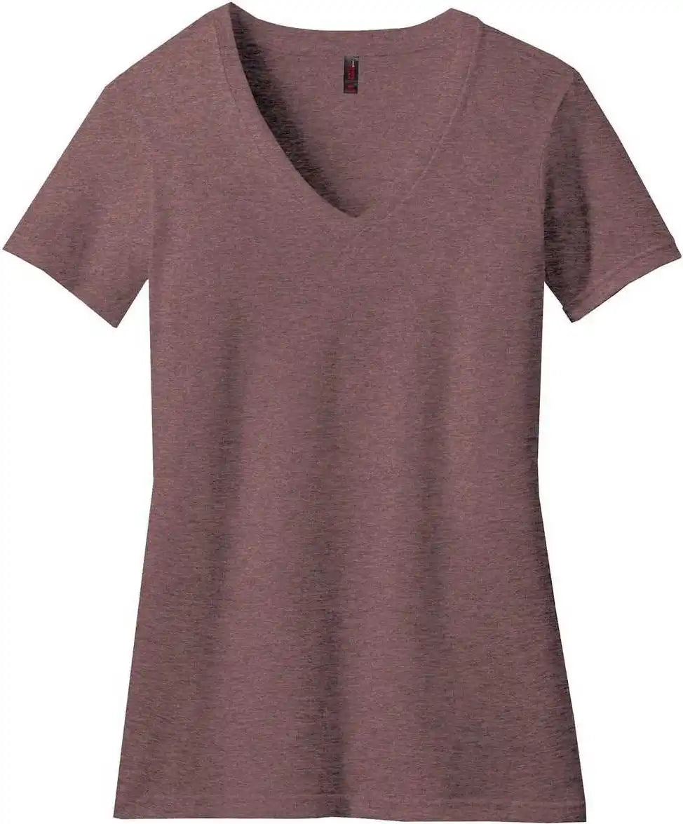 District Dm1190l Women’s Perfect Blend v Neck Tee Rose Fleck