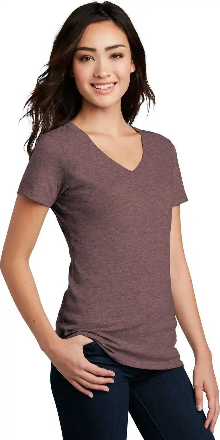 District Dm1190l Women’s Perfect Blend v Neck Tee Rose Fleck