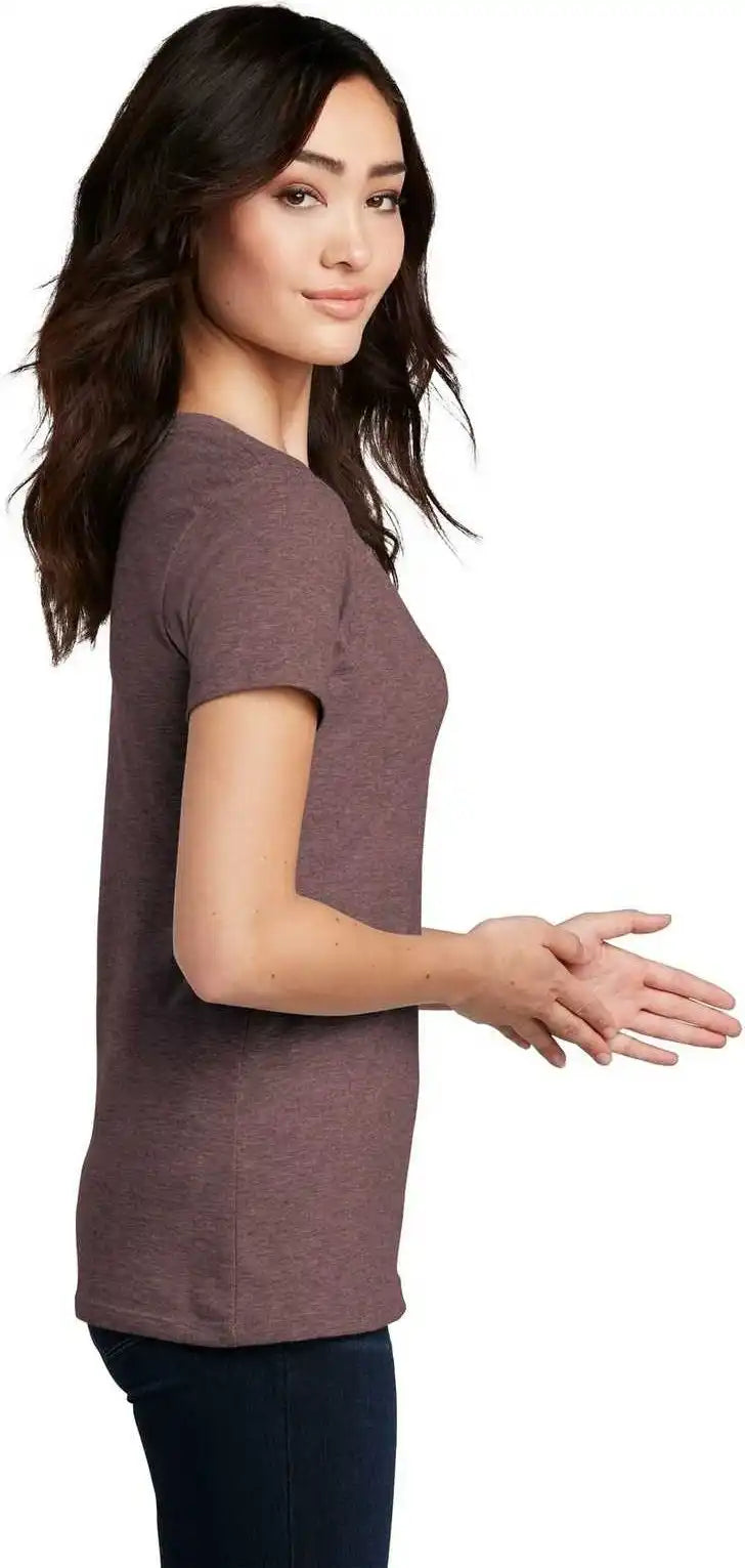 District Dm1190l Women’s Perfect Blend v Neck Tee Rose Fleck