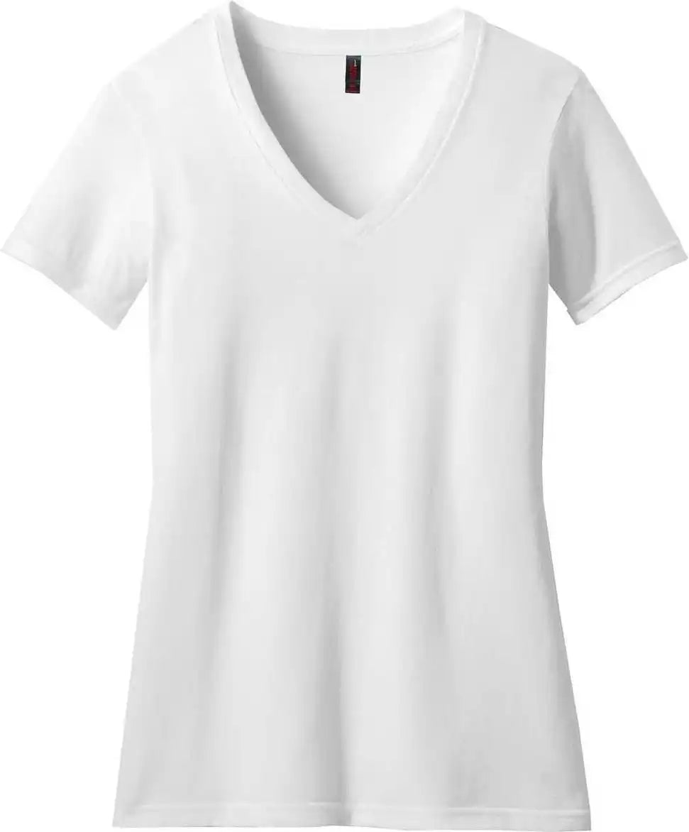 District Dm1190l Women’s Perfect Blend V-neck Tee - White