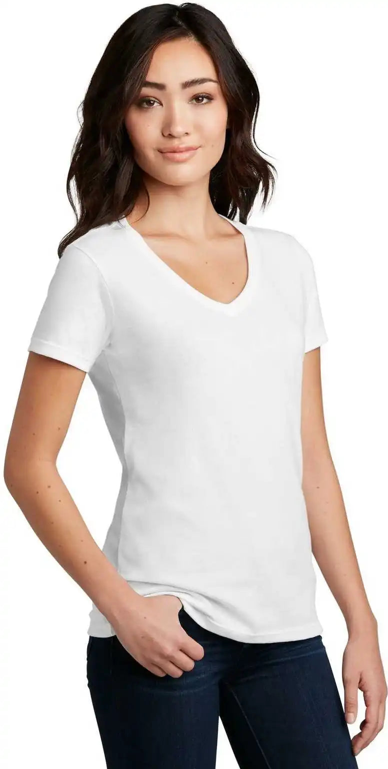 District Dm1190l Women’s Perfect Blend V-neck Tee - White