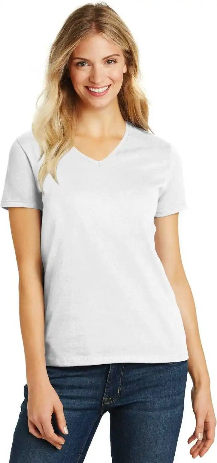 District Dm1190l Women’s Perfect Blend V-neck Tee - White