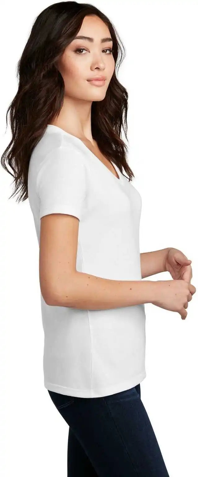 District Dm1190l Women’s Perfect Blend V-neck Tee - White