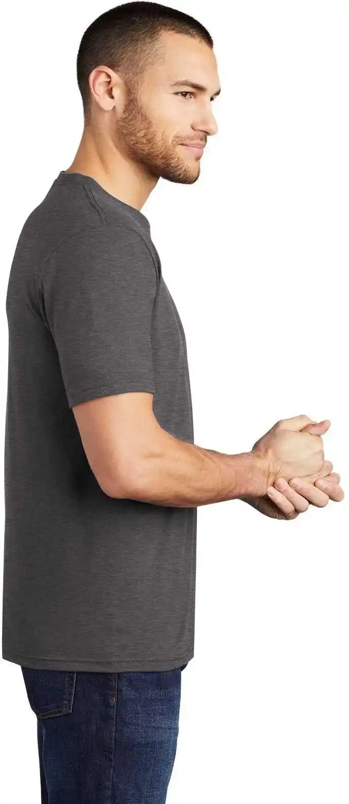 District Dm130 Perfect Tri Tee Heathered Charcoal