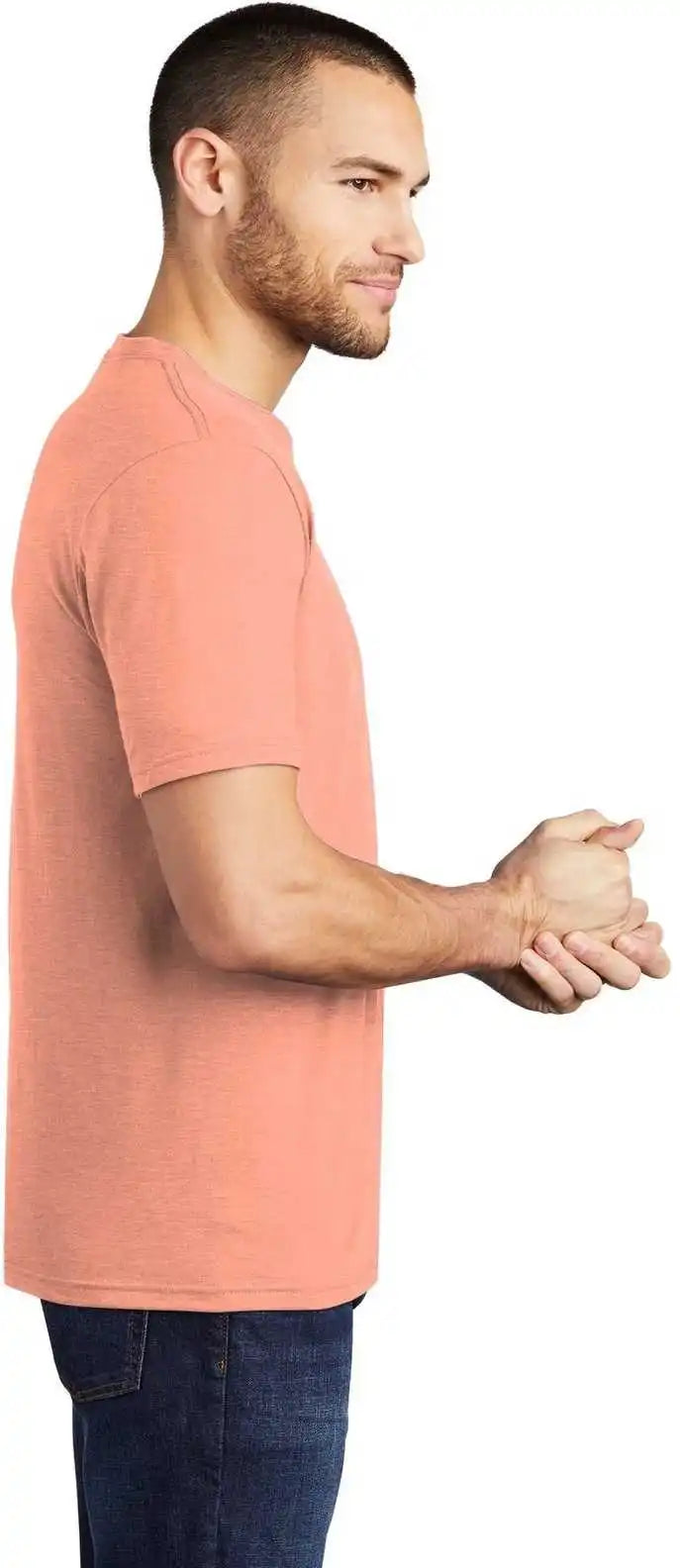District Dm130 Perfect Tri Tee Heathered Dusty Peach