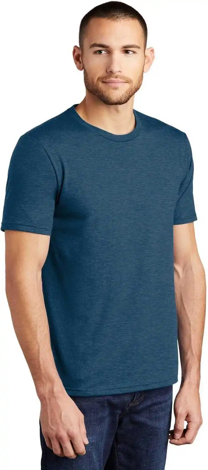 District Dm130 Perfect Tri Tee Heathered Neptune Blue