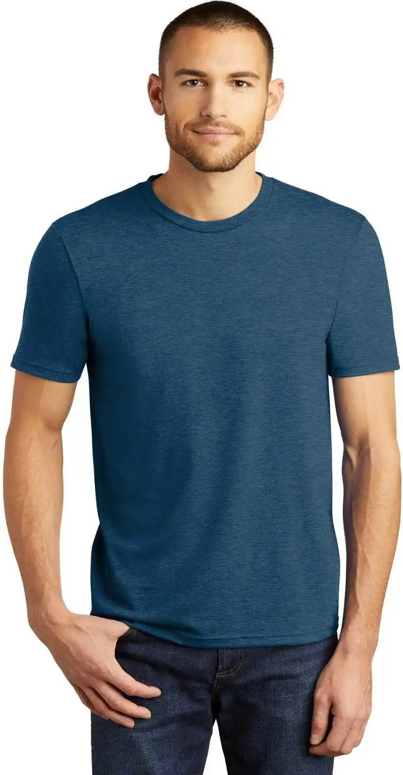District Dm130 Perfect Tri Tee Heathered Neptune Blue
