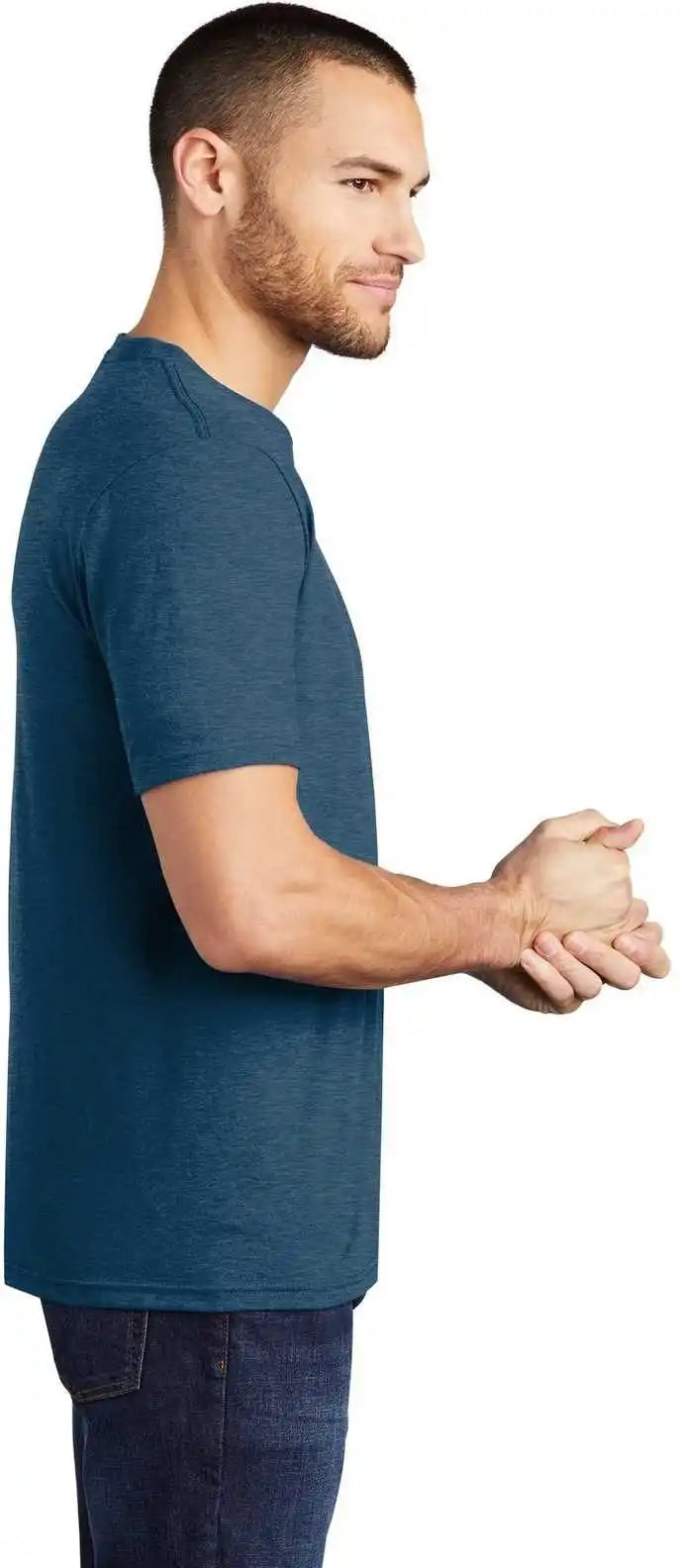 District Dm130 Perfect Tri Tee Heathered Neptune Blue