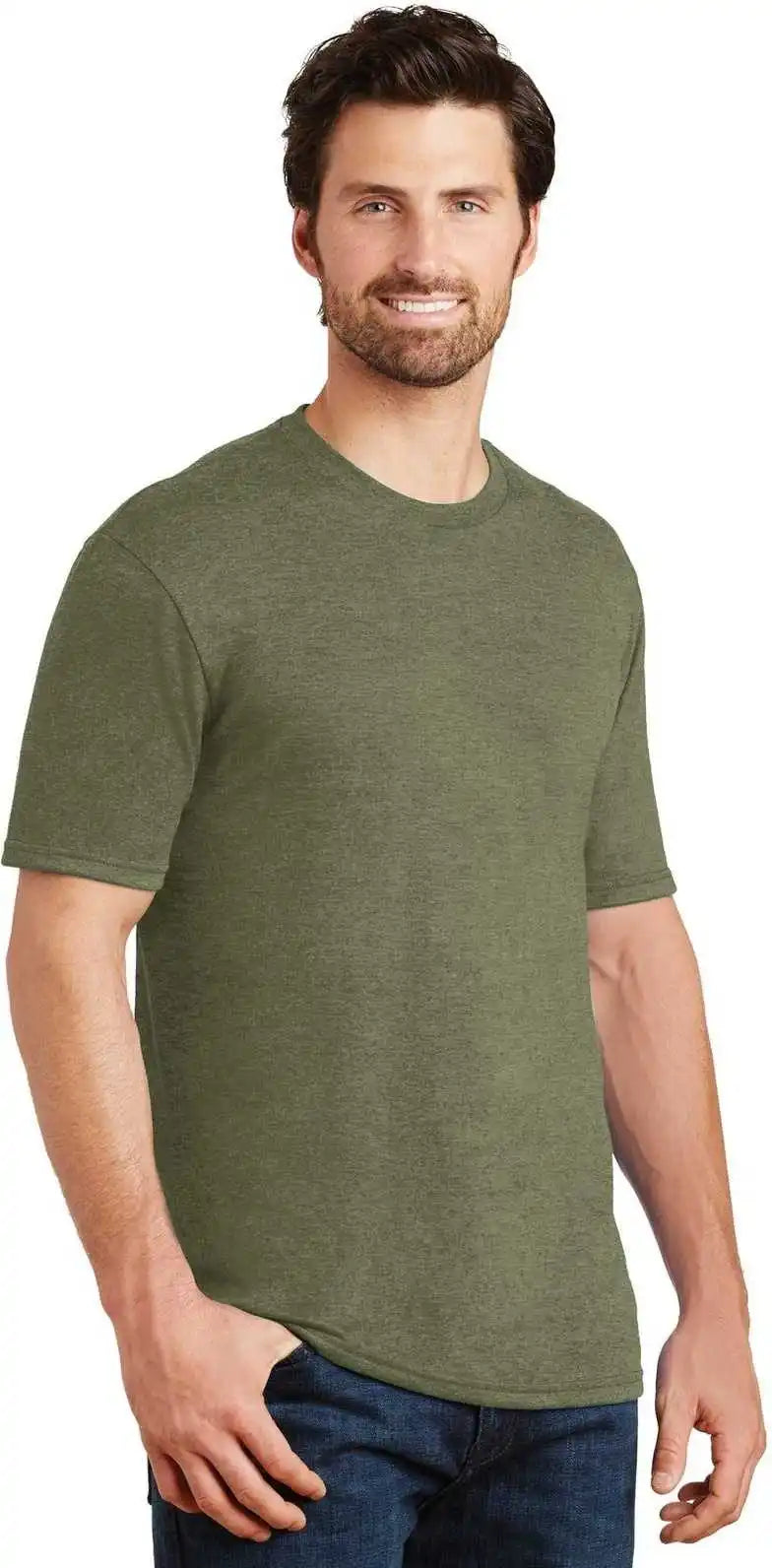 District Dm130 Perfect Tri Tee Military Green Frost