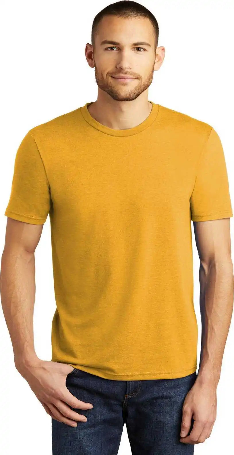 District Dm130 Perfect Tri Tee Ochre Yellow Heather