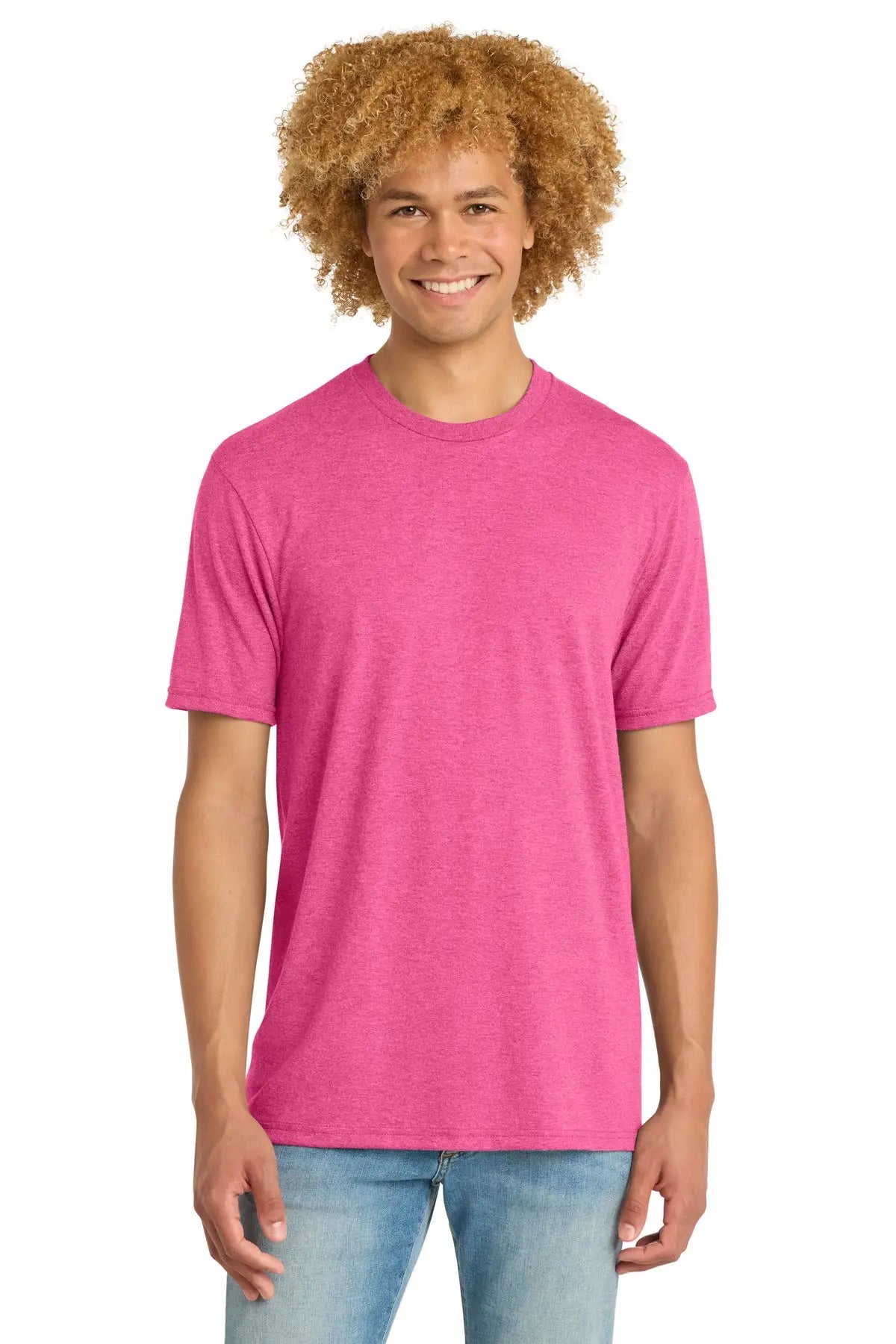 District Dm130dtg Perfect Tri Dtg Tee - Fuchsia Frost - Adult Xs
