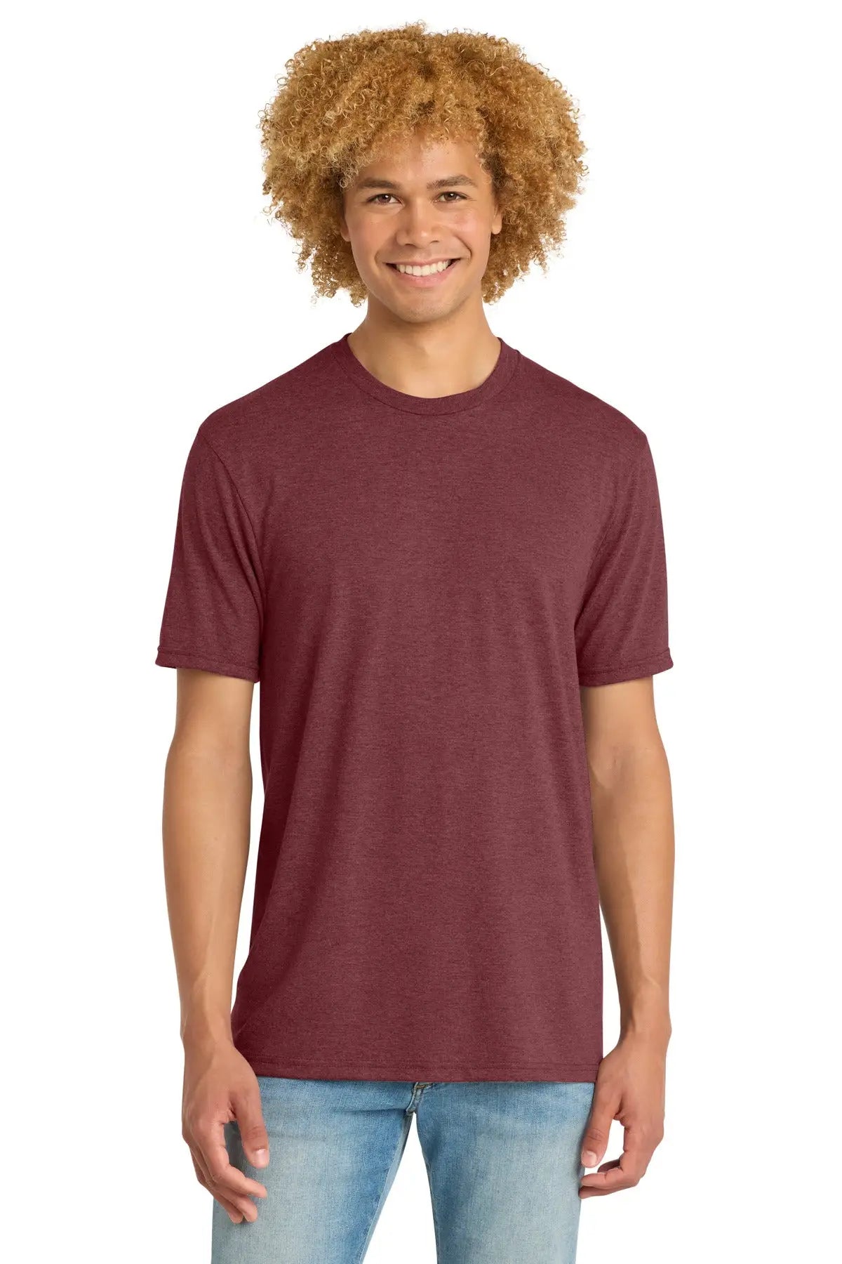 District Dm130dtg Perfect Tri Dtg Tee - Maroon Frost - Adult Xs