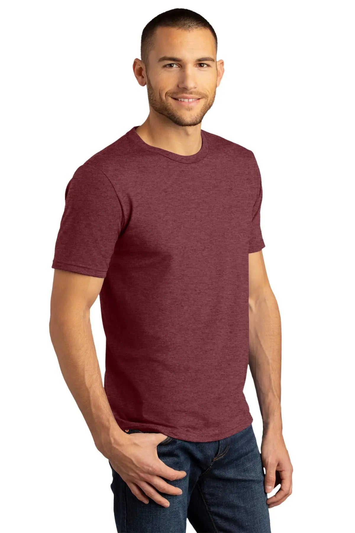 District Dm130dtg Perfect Tri Dtg Tee - Maroon Frost
