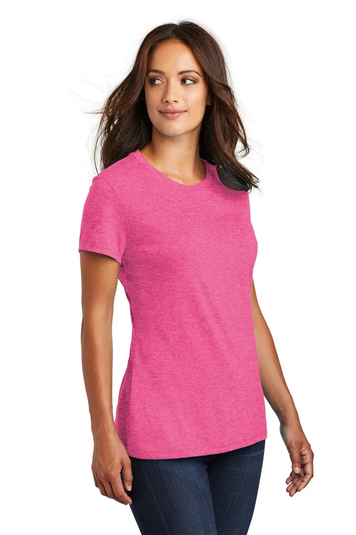 District Dm130l Women’s Perfect Tri Tee - Fuchsia Frost