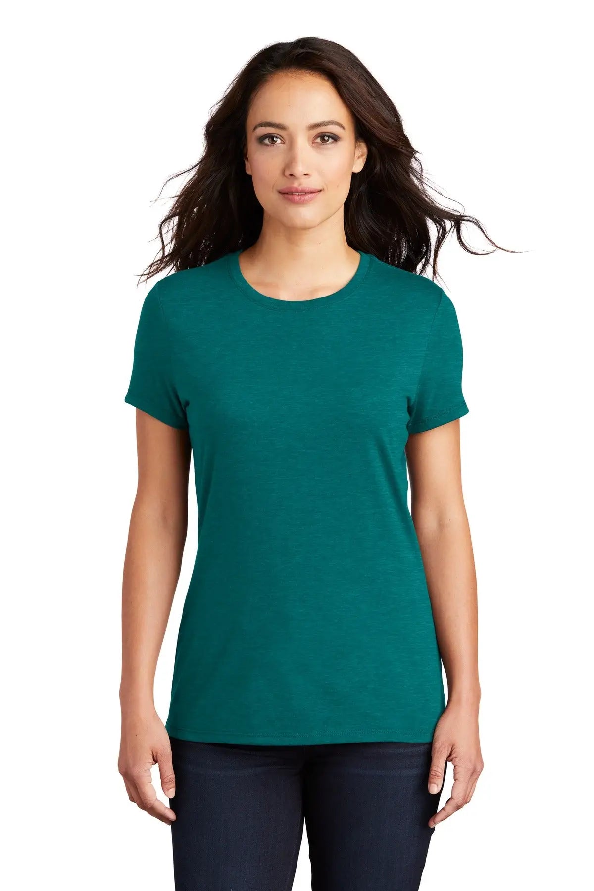 District Dm130l Women’s Perfect Tri Tee - Heathered Teal - Ladies Xs